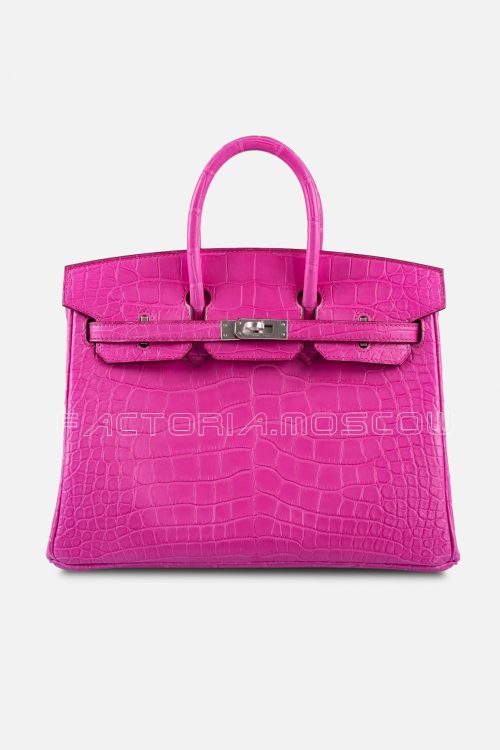 Hermes Birkin 25 Matte Rose Shocking Alligator PHW