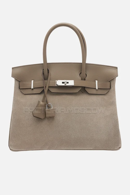 Hermes Birkin 30 Étoupe Swift/Gris Caillou Veau Doblis Grizzly PHW