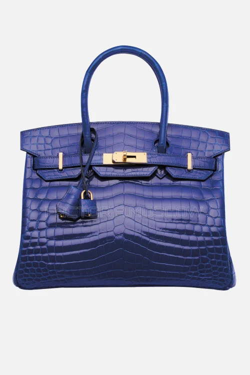 Hermes Birkin 30 Shiny Bleu Élecrique Niloticus Crocodile GHW