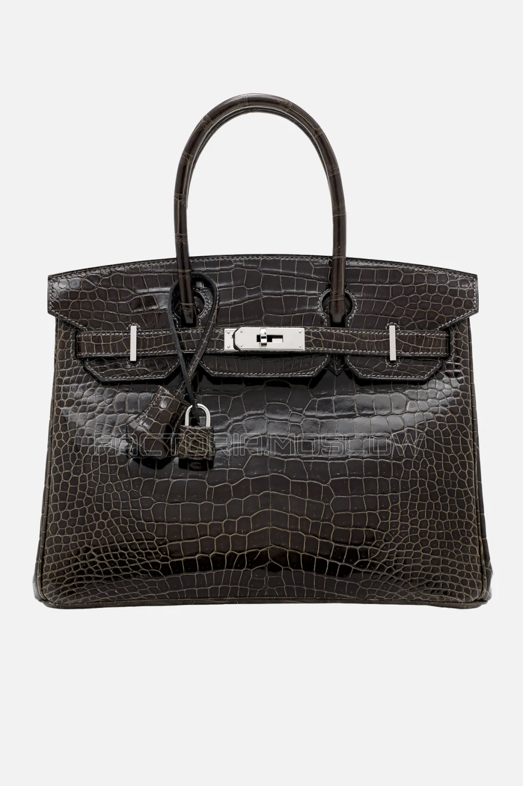 Hermes Birkin 30 Shiny Gris Fonce Porosus Crocodile PHW