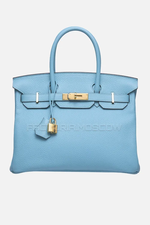 Hermes Birkin 30 Bleu Atoll Clemence GHW