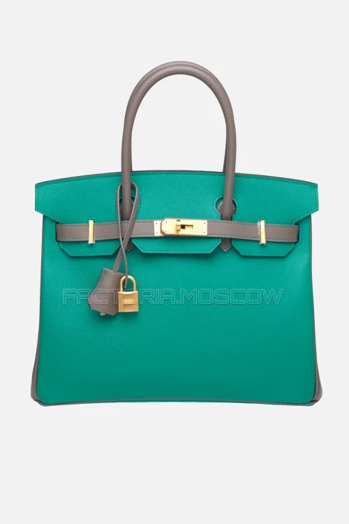 Hermes Birkin 30 Bleu Paon/Étain Epsom With Brushed GHW