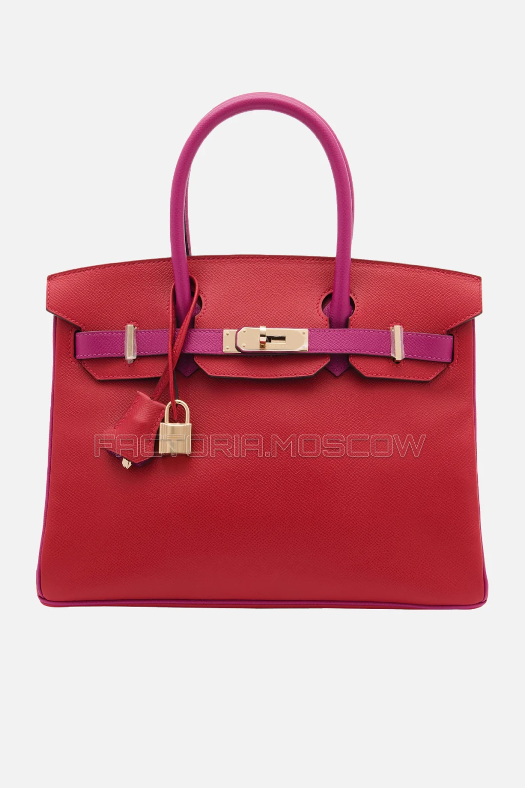 Hermes Birkin 30 Rouge Casaque/Rose Pourpre Epsom Permabrass