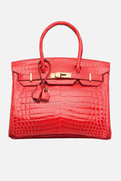 Hermes Birkin 30 Shiny Bougainvillier Niloticus Crocodile GHW