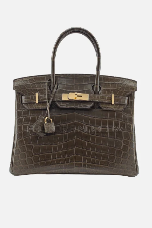 Hermes Birkin 30 Matte Gris Elephant Niloticus Crocodile GHW