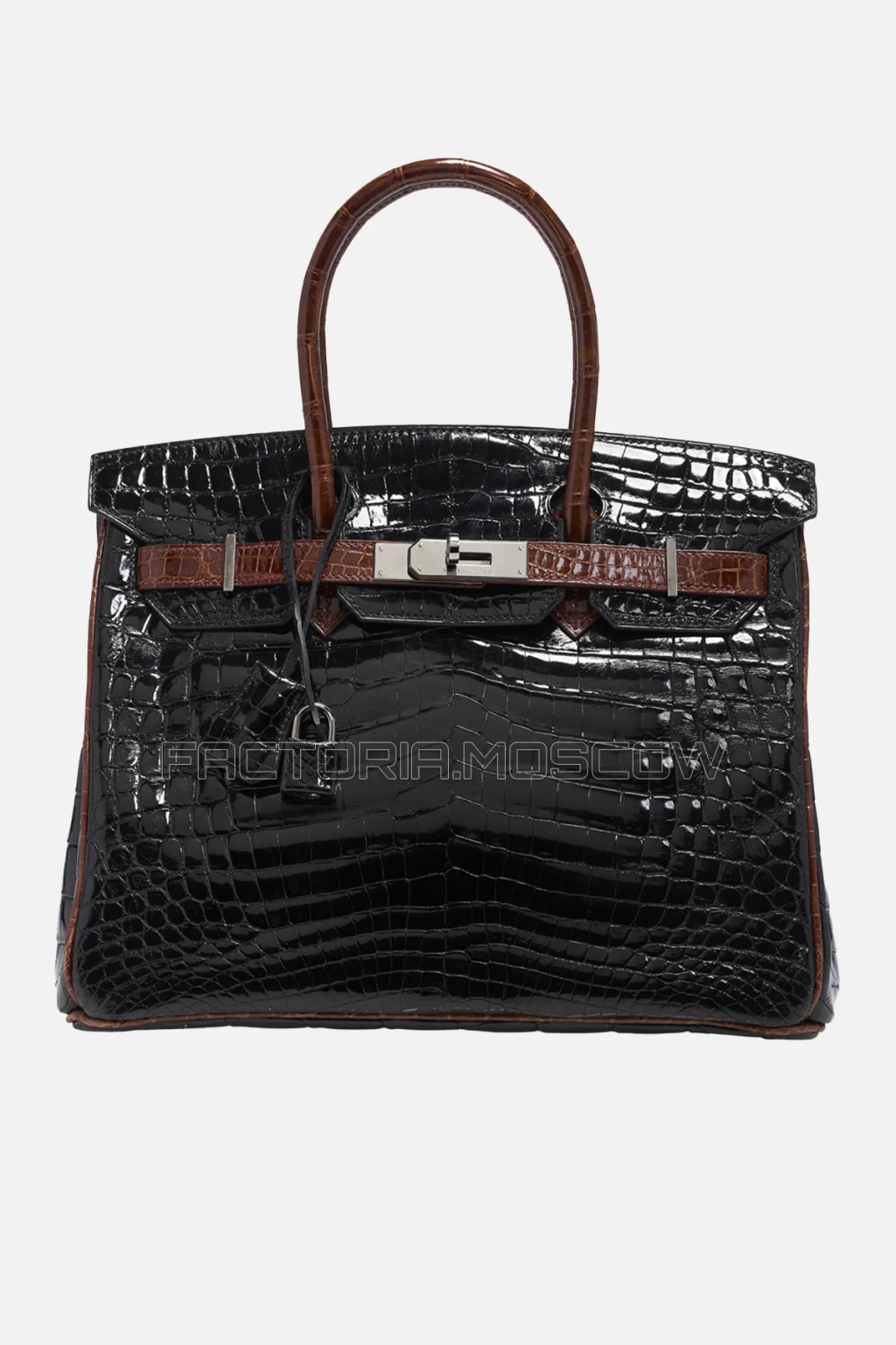 Hermes Birkin 30 Shiny Black/Miel Niloticus Crocodile Phw