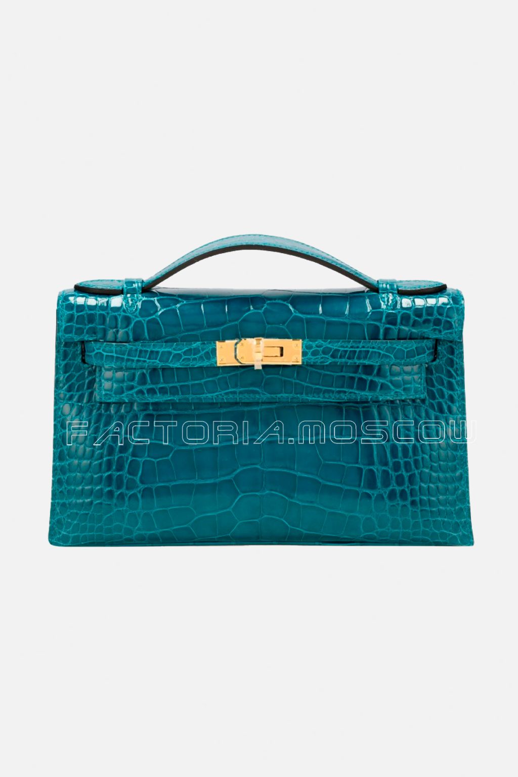 Hermès Kelly Pochette Shiny Alligator Vert Bosphore GHW
