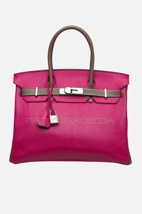 Hermes Birkin 30 Rose Shocking/Étoupe Chevre PHW