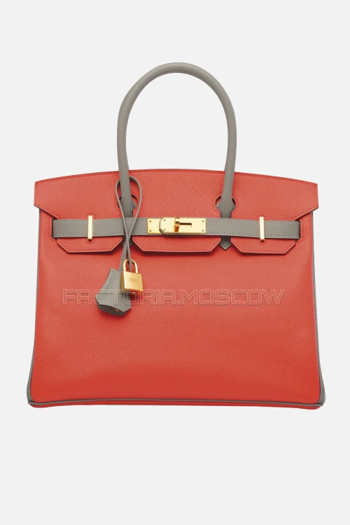 Hermes Birkin 30 Rouge Pivoine/Gris Mouette Epsom GHW
