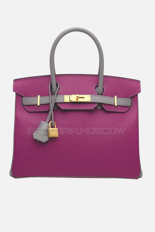 Hermes Birkin 30 Rose Pourpre/Gris Mouette Epsom With Brushed GHW