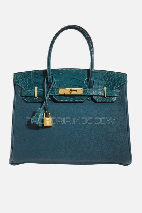 Hermes Birkin Touch 30 Matte Vert Cypres Alligator/Togo GHW