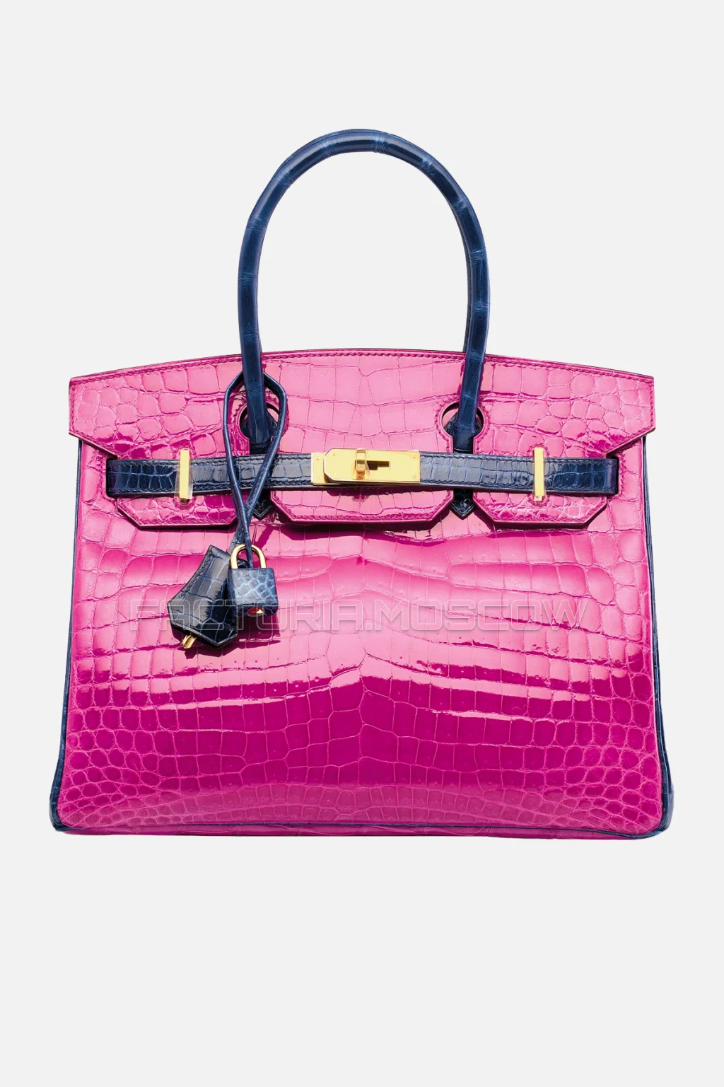 Hermes Birkin 30 Shiny Rose Scheherazade/Bleu Saphir Niloticus Crocodile GHW