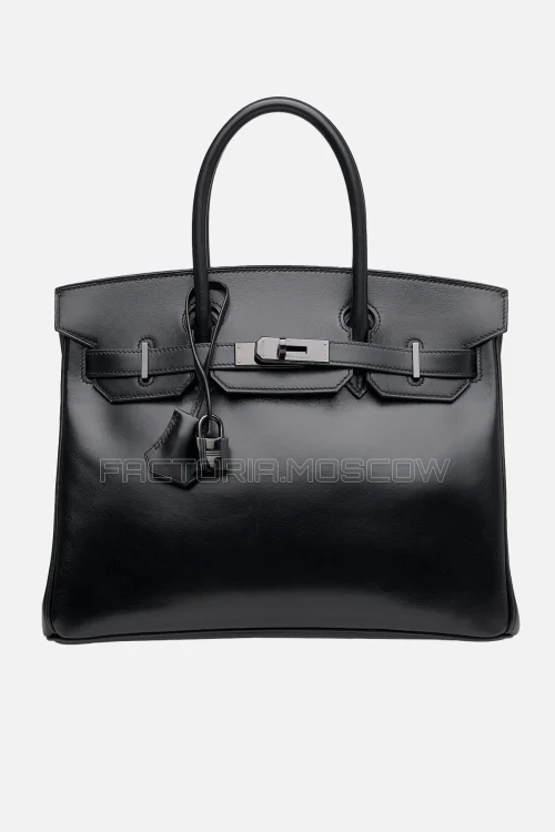 Hermes Birkin 30 Black Calf Box Leather So Black With Black PVD Hardware