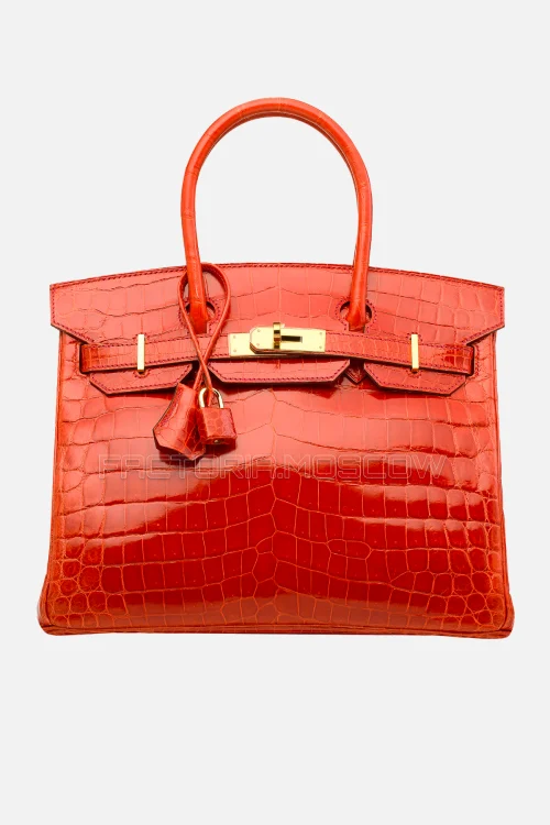 Hermes Birkin 30 Shiny Geranium Niloticus Crocodile GHW