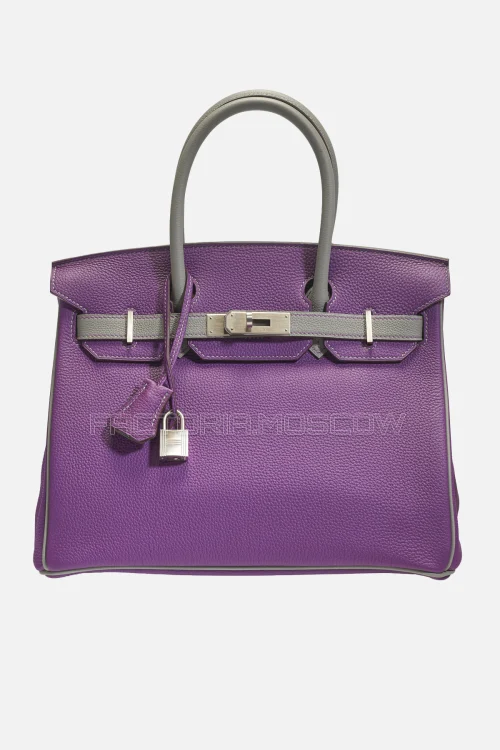 Hermes Birkin 30 Ultraviolet/Gris Mouette Togo With Brushed PHW
