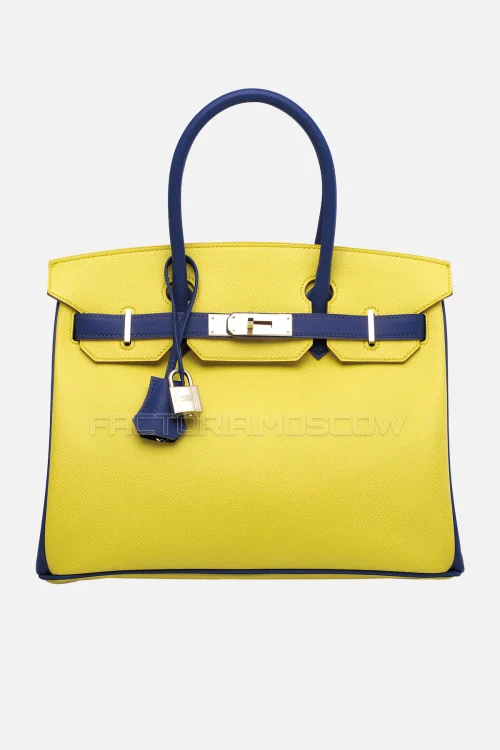Hermes Birkin 30 Soufre/Bleu Électrique Epsom PHW