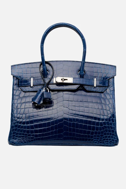Hermes Birkin 30 Shiny Bleu Saphir Niloticus Crocodile PHW