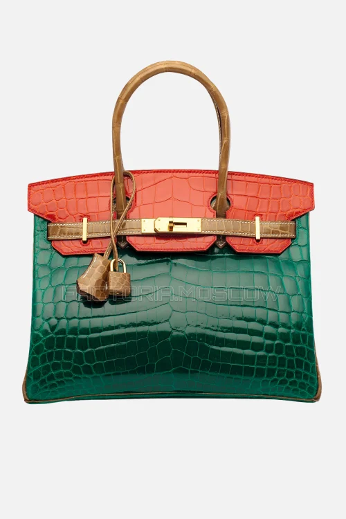 Hermes Birkin 30 Shiny Vert Emeraude, Geranium, Ficelle Niloticus Crocodile GHW
