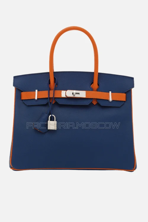 Hermes Birkin 30 Bleu Saphir/Feu Epsom With Brushed Palladium