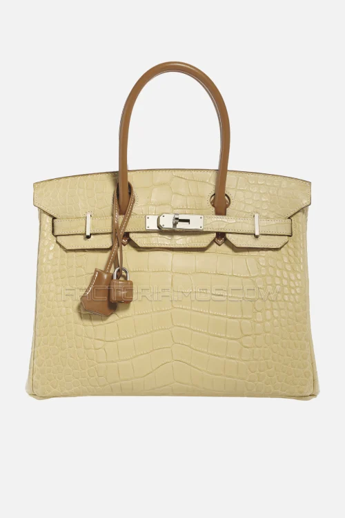 Hermes Birkin Touch 30 Matte Vanille Alligator/Fauve Barenia PHW