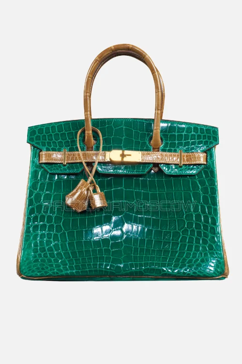 Hermes Birkin 30 Shiny Vert Emeraude/Ficelle Niloticus Crocodile GHW