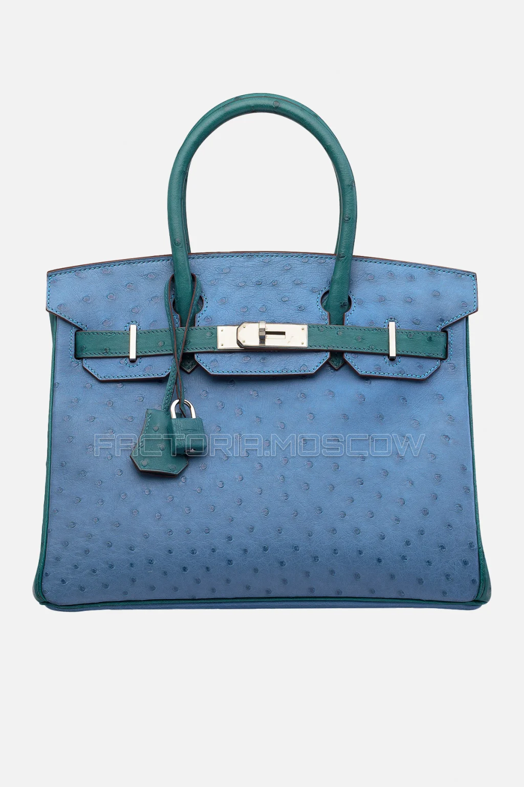 Hermes Birkin 30 Mykonos/Turquoise Ostrich Bi-Color PHW