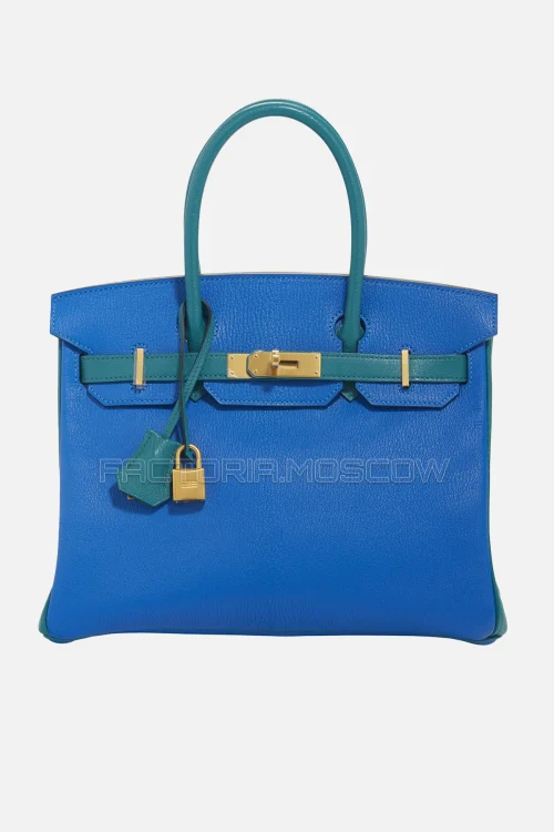 Hermes Birkin 30 Bleu Hydra/Bleu Paon Chevre With Brushed GHW