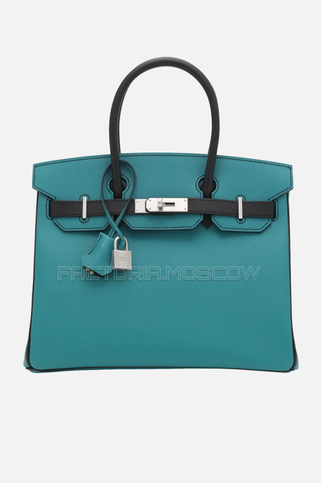 Hermes Birkin 30 Bleu Paon/Black Epsom With Brushed Palladium
