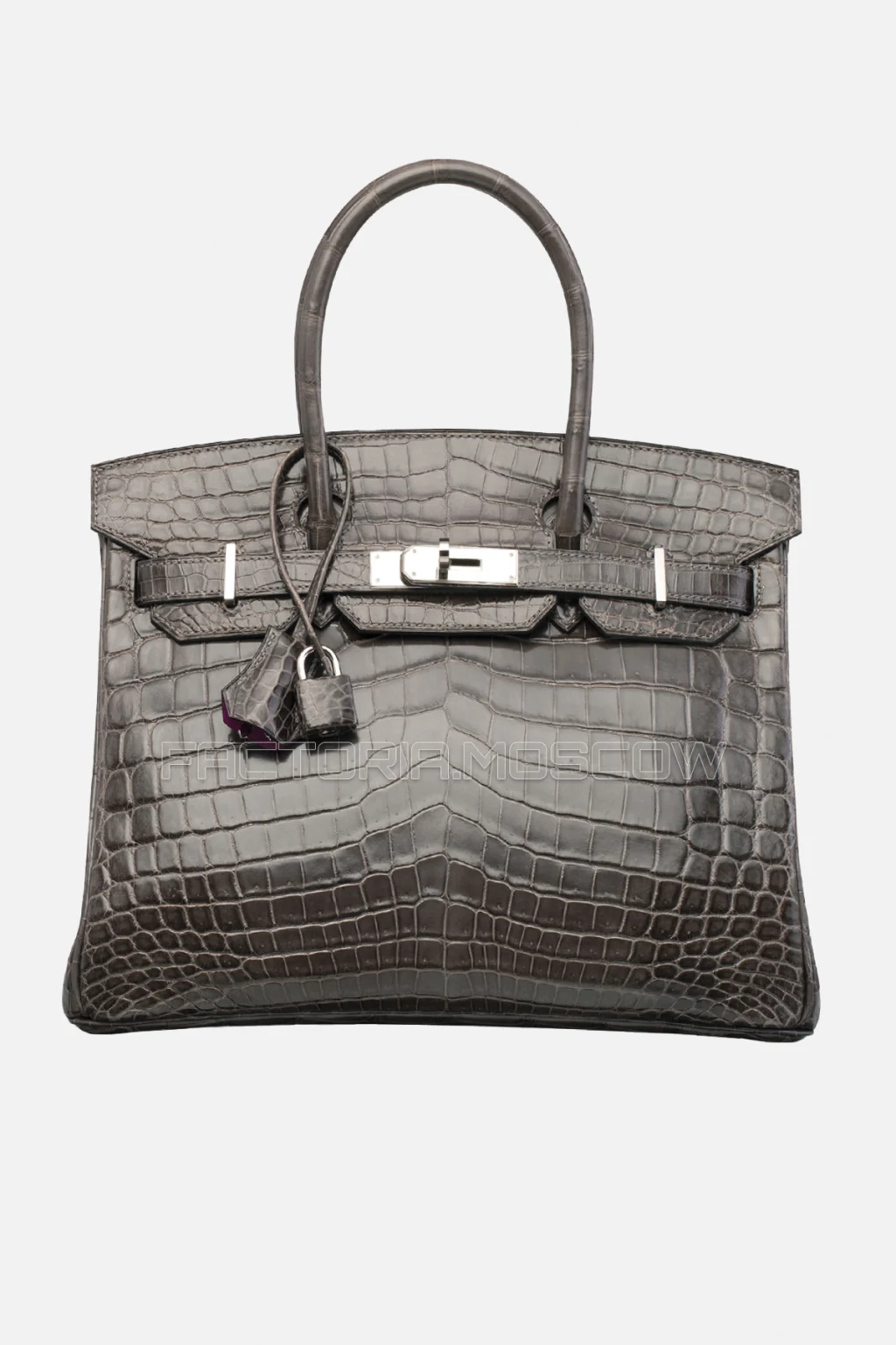 Hermes Birkin 30 Shiny Gris Fonce/Rose Scheherazade Niloticus Crocodile PHW
