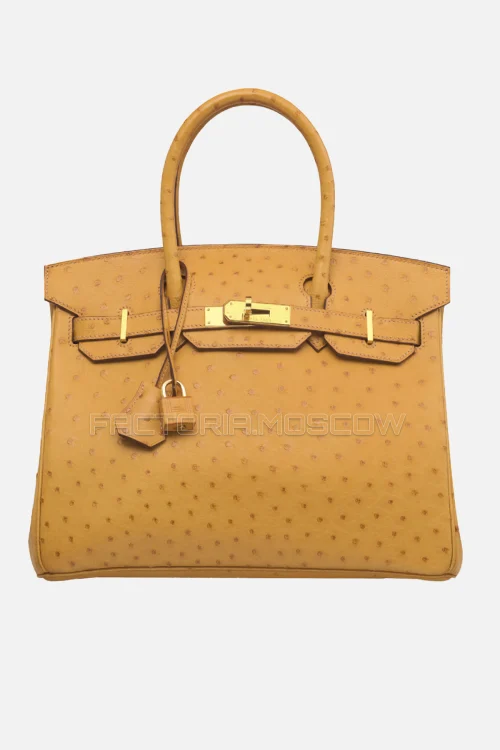 Hermes Birkin 30 Safran/Chocolat Ostrich Bi-Color GHW