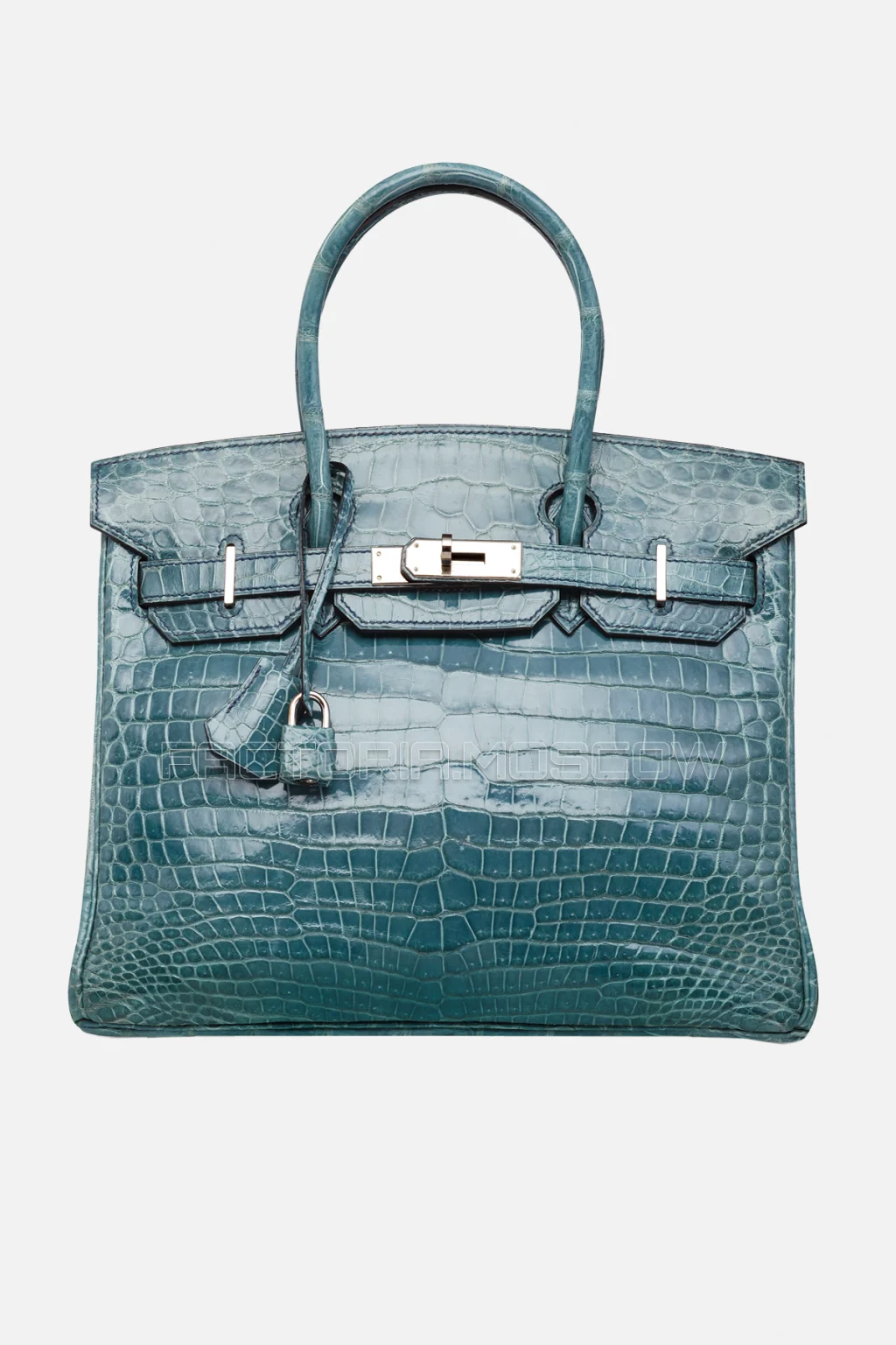 Hermes Birkin 30 Shiny Bleu Jean Porosus Crocodile PHW