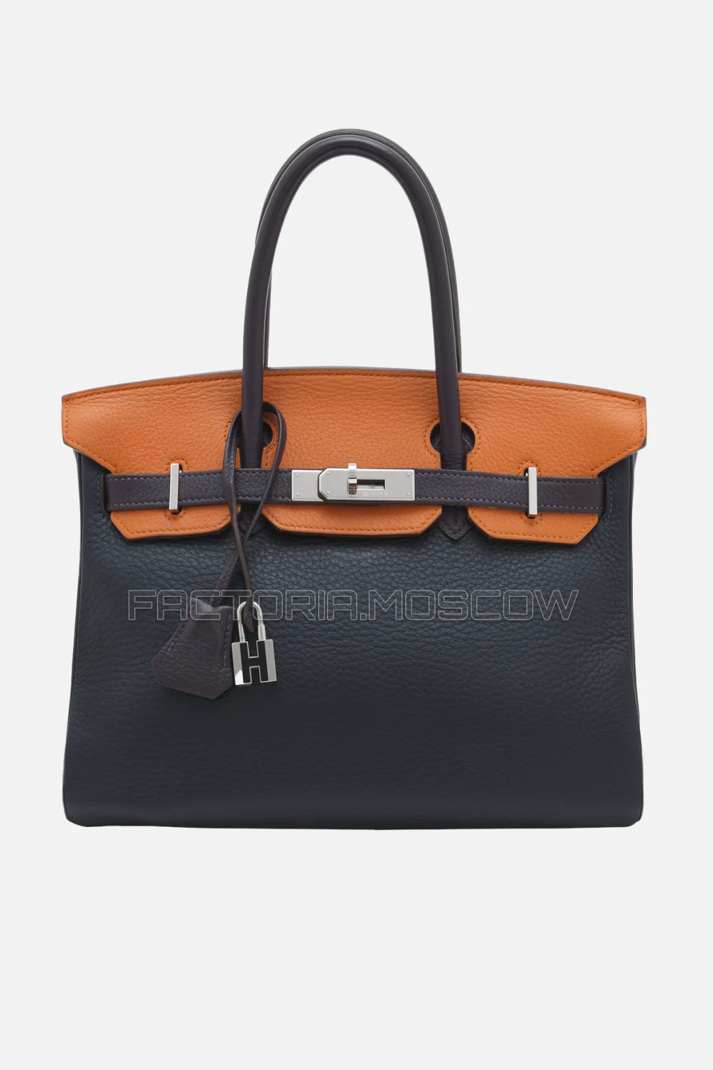 Hermes Birkin 30 Raisin, Orange H, Marron Fonce Clemence PHW