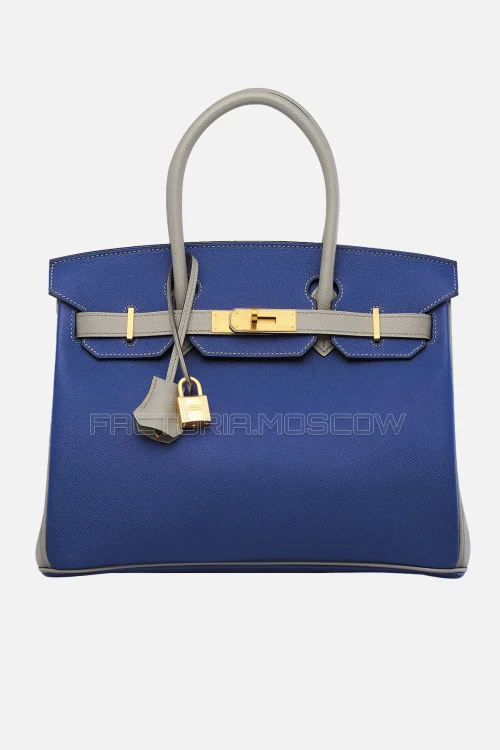 Hermes Birkin 30 Bleu Électrique/Gris Mouette Epsom With Brushed GHW