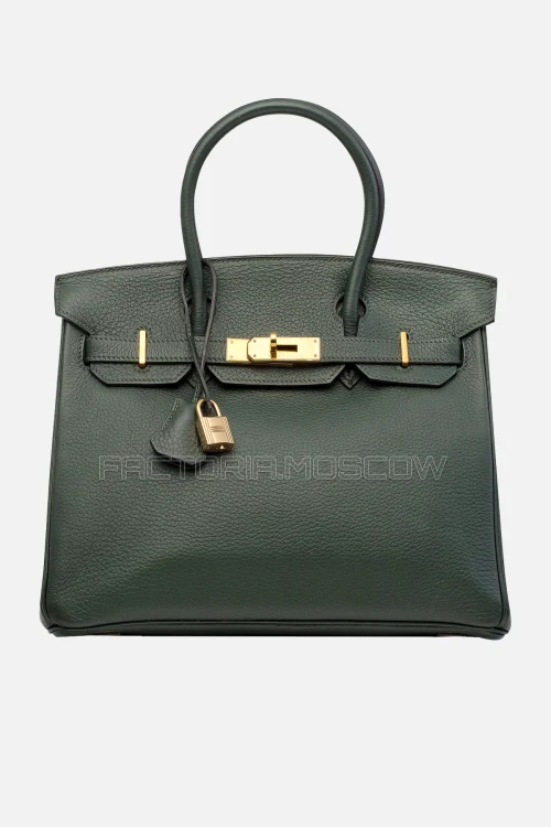 Hermes Birkin 30 Vert Fonce Clemence GHW