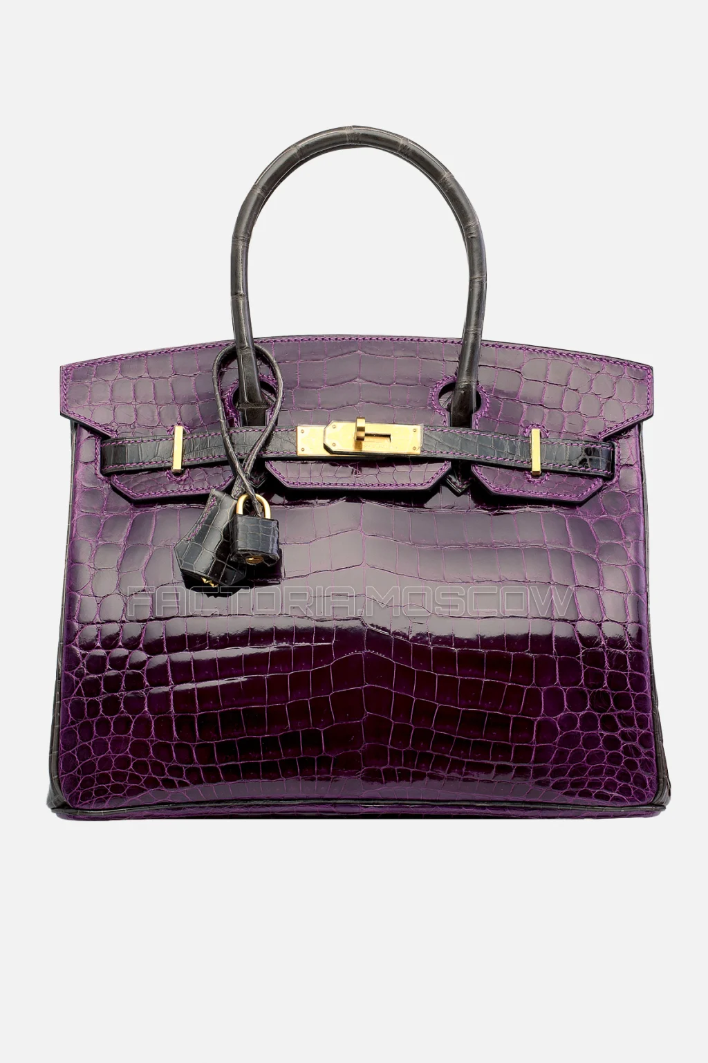 Hermes Birkin 30 Shiny Amethyste/Graphite Niloticus Crocodile With Brushed GHW