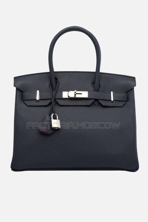 Hermes Birkin 30 Bleu Nuit, Rose Pourpre Clemence PHW
