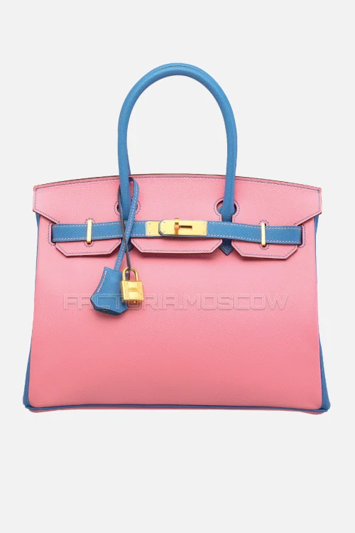 Hermes Birkin 30 Rose Confetti/Blue Paradis Epsom With Brushed GHW