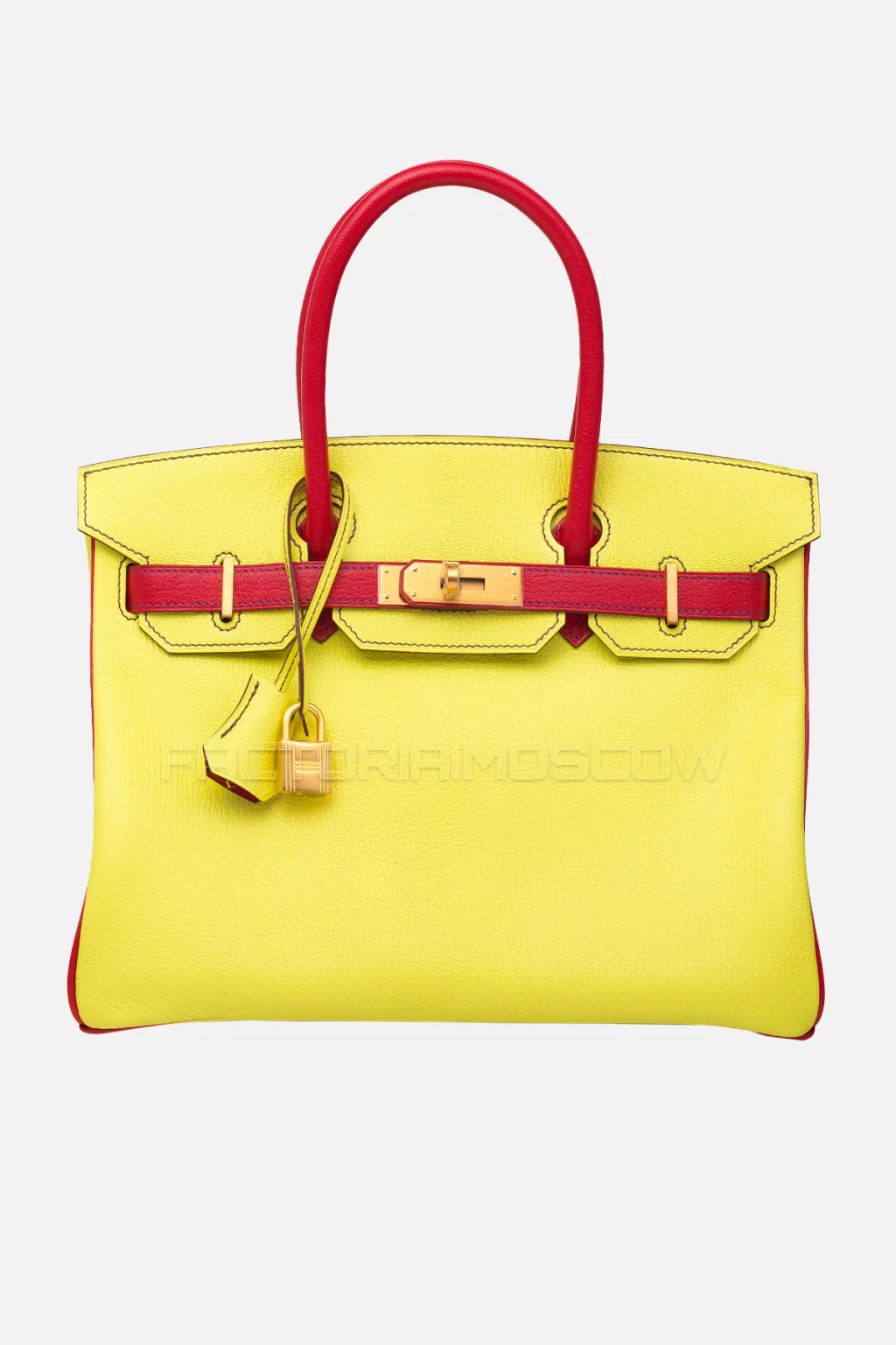 Hermes Birkin 30 Soufre/Rouge Casaque Chevre With Brushed GHW