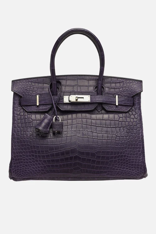Hermes Birkin 30 Matte Amethyste Porosus Crocodile PHW