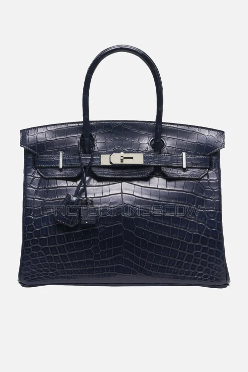 Hermes Birkin 30 Matte Bleu Indigo Niloticus Crocodile PHW