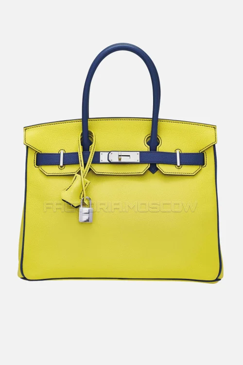 Hermes Birkin 30 Chevre Soufre/Bleu De Malte PHW