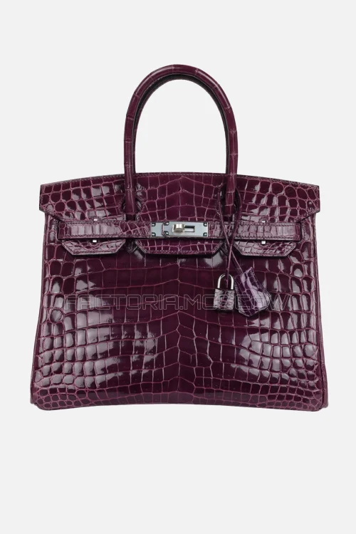 Hermès Birkin 30 Amethyst Shiny Niloticus Crocodile PHW