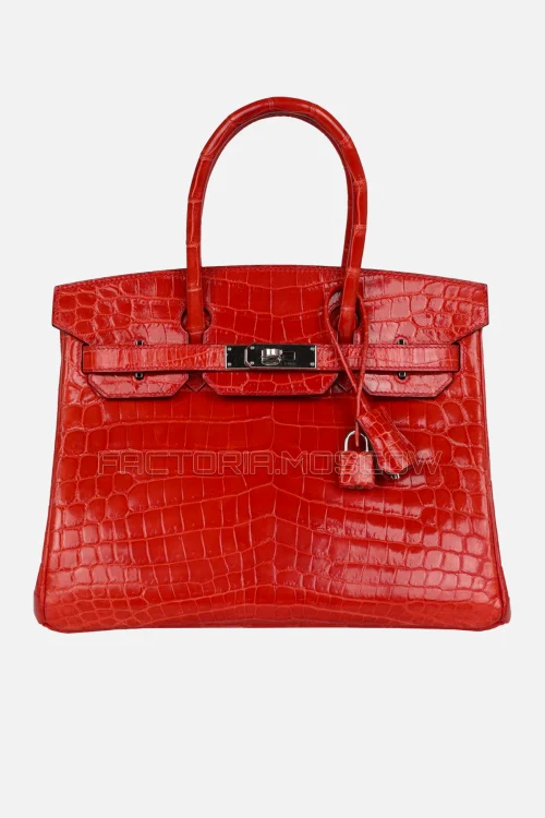 Hermès Birkin 30 Geranium Shiny Niloticus Crocodile PHW