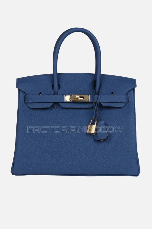 Hermes Birkin 30 Bleu Tie Togo Permabrass Hardware