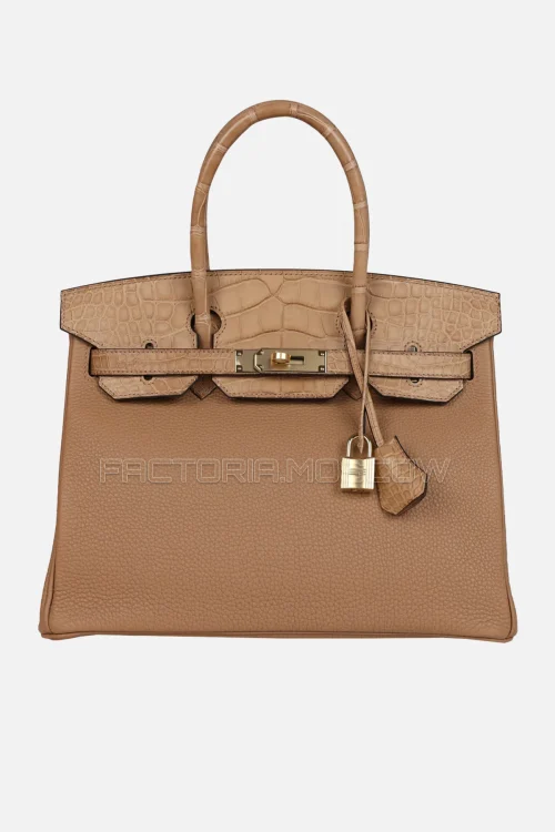 Hermes Birkin Touch 30 Chai Matte Alligator/Togo Permabrass Hardware