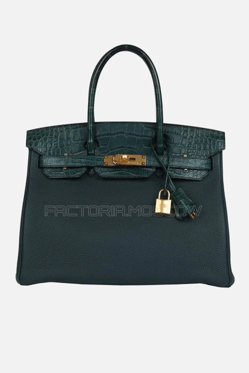 Hermes Birkin Touch 30 Vert Cypress Togo/Matte Alligator GHW