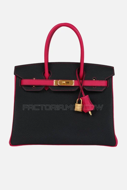 Hermès HSS Birkin 30 Black/Rose Mexico Togo Brushed GHW