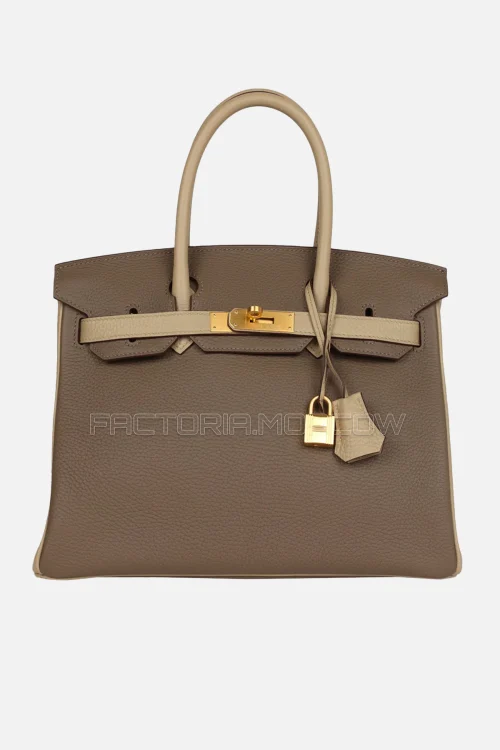 Hermès HSS Birkin 30 Gris Tourterelle And Etoupe Clemence Brushed GHW