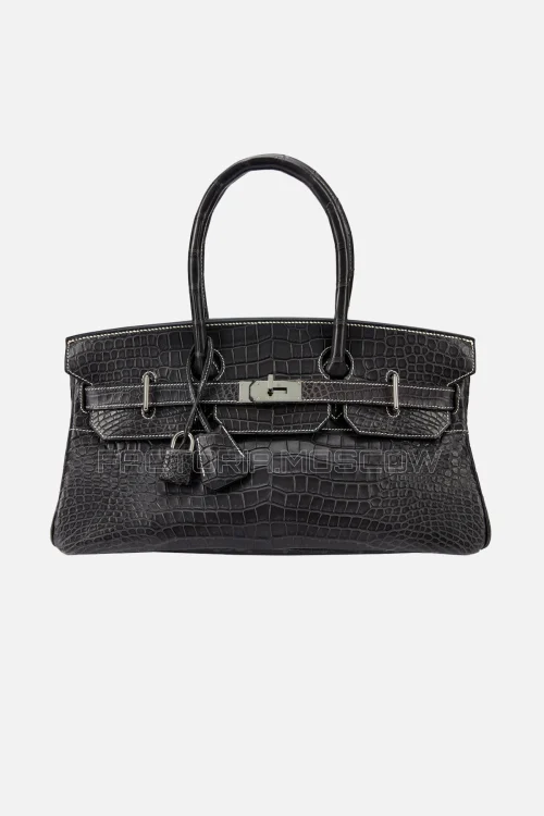 Hermès Jpg Shoulder Birkin 42 Graphite Matte Porosus Crocodile PHW
