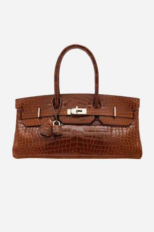Hermes Birkin Shoulder 42 Shiny Miel Porosus Crocodile PHW